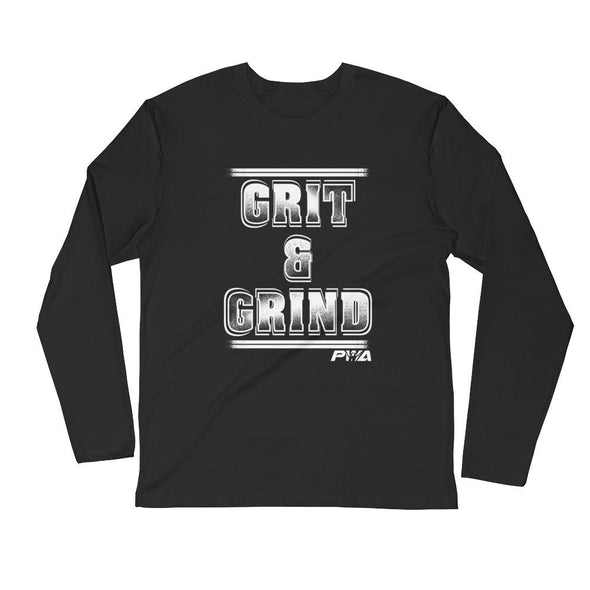 Grit and Grind Men's Long Sleeve Fitted Crew - Power Words Apparel