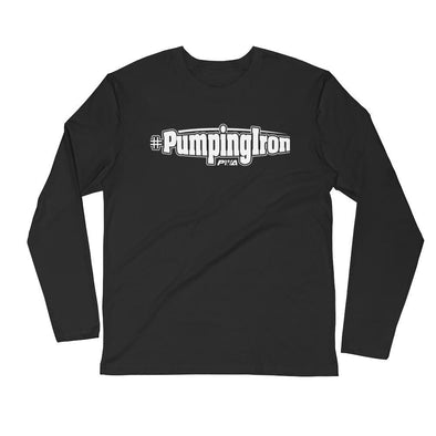 #Pumping Iron Men's Long Sleeve Fitted Crew - Power Words Apparel