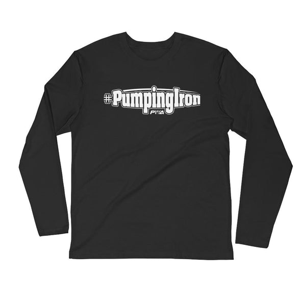 #Pumping Iron Men's Long Sleeve Fitted Crew - Power Words Apparel