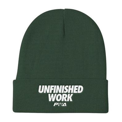 Unfinished Work Knit Beanie - Power Words Apparel