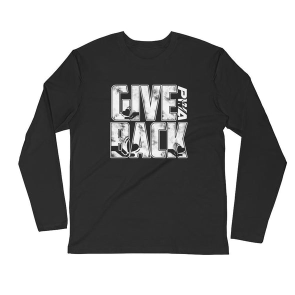 Give Back Men's Long Sleeve Fitted Crew - Power Words Apparel