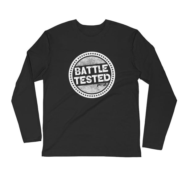 Battle Tested Men's Long Sleeve Fitted Crew - Power Words Apparel