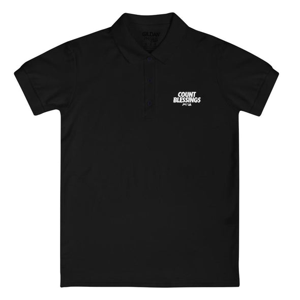 Count Blessings Women's Polo Shirt - Power Words Apparel