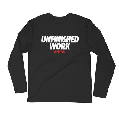 Unfinished Work Men's Long Sleeve Fitted Crew - Power Words Apparel